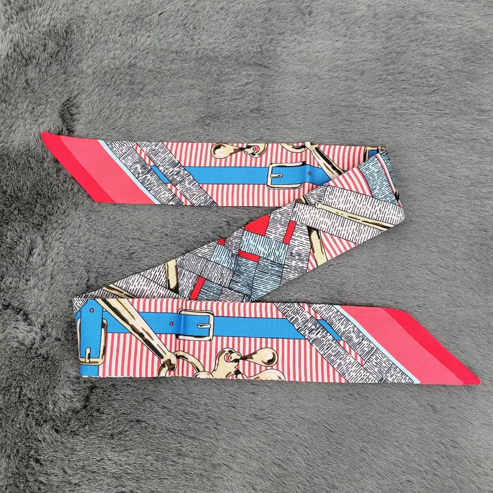 New Print Silk Skinny Scarf Twilly - Picture 4 of 5